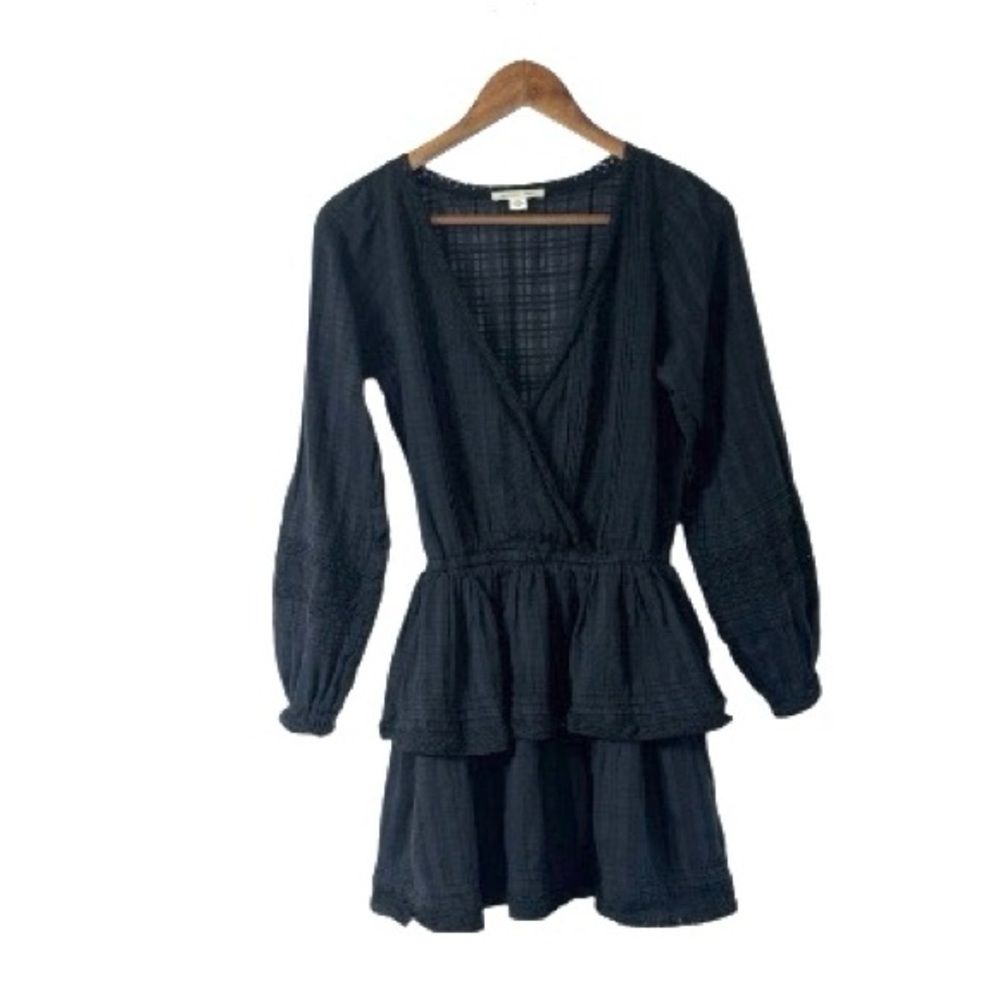 American Eagle Navy Blue Long Sleeve Lace Dress Cotton Whimsey Goth Witchy Small